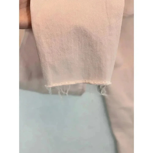 Paige Verdugo Crop Skinny Jeans Light Pink Raw Hem Mid Rise Super Stretch 31 - Picture 7 of 8